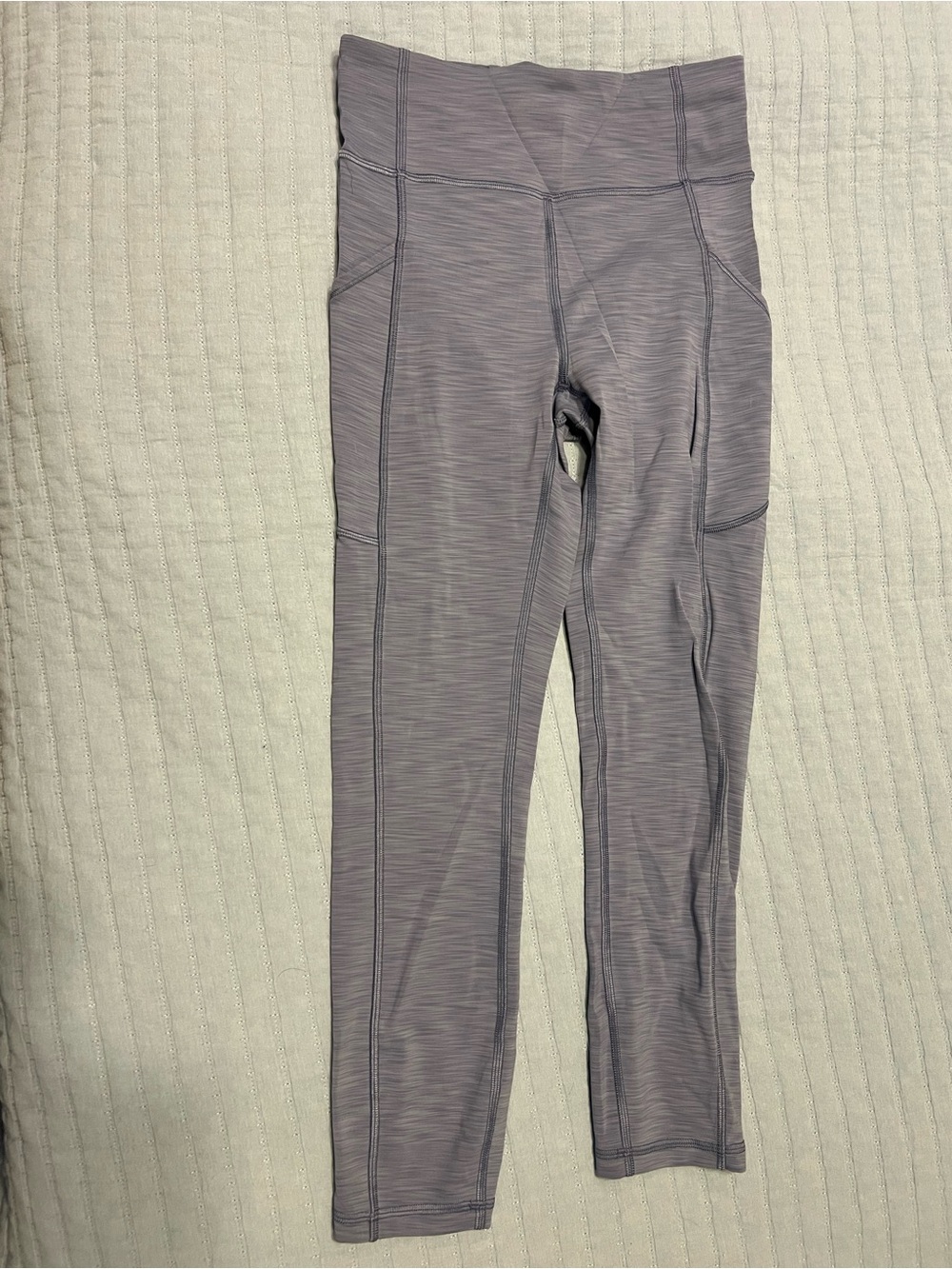 lululemon athletica Lavender Gray Striped High-Rise Leggings